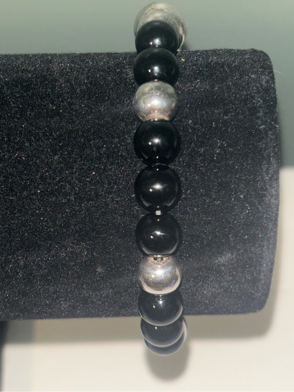 Milor Black Onyx and Silver (925) Beaded Bracelet